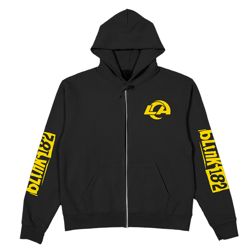 blink-182 x LA RAMS Wide Receiver Black Zip Hoodie Front