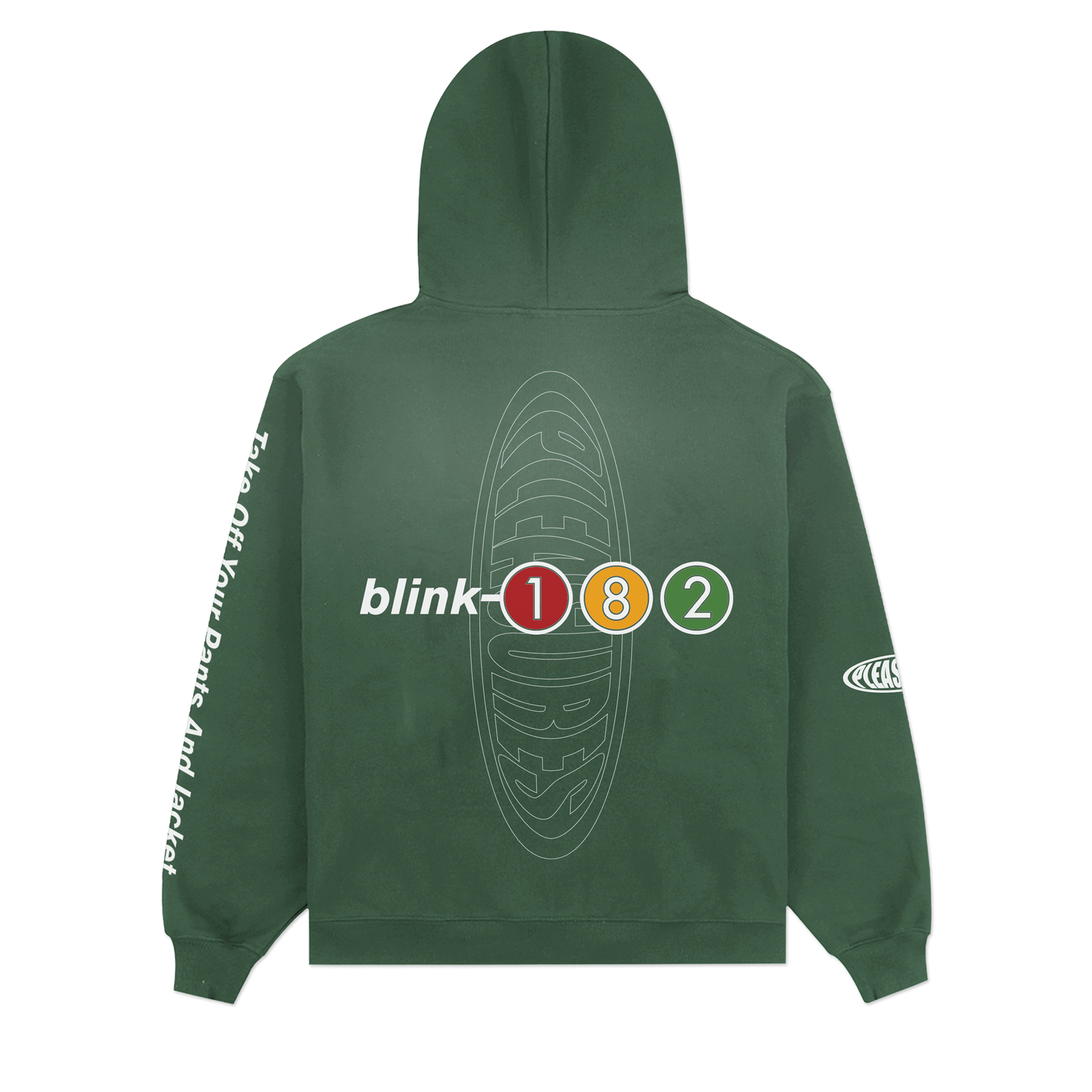 PLEASURES x blink-182 Oval Tracklist Hoodie back
