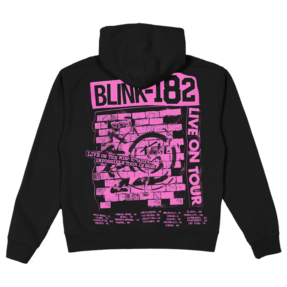 Missionary Impossible Pink Brickwall Pullover Hoodie - blink-182 Missionary Impossible Pink Brickwall Pullover Hoodie - blink-182