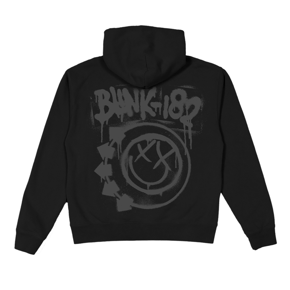 Spray-paint Smiley Black Zip Hoodie Back